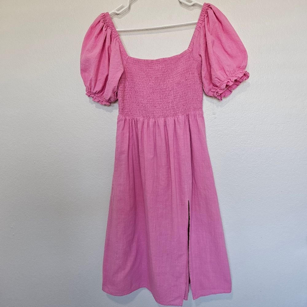 Seven Wonders | Brinley Cotton Slit Midi Dress Pink Flamingo Womens 10 - Picture 4 of 9